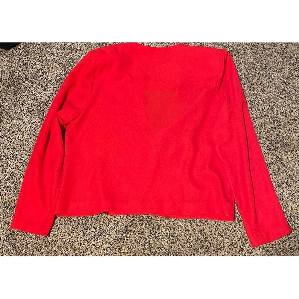 Vintage Victoria Morgan Red 1 Button Blazer With Shoulder Pads Size Woman's 14 - Picture 6 of 6